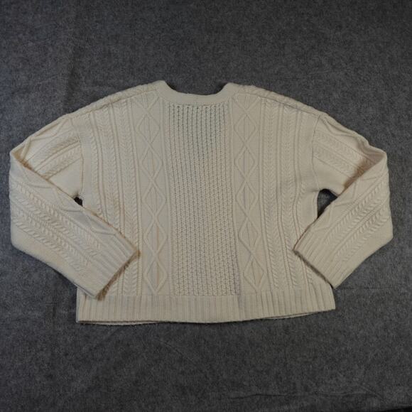 Rails Cardigan Womens Large Bixby Cable Knit Sweater Ivory Rhinestone Button - Picture 5 of 9